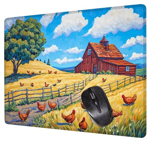 Naranja Alfombrilla Raton Gaming 420x350x3mm, Alfombrilla Escritorio Granja Mouse Pad con Base Goma Antideslizante, con Bordes cosidos, Superficie Impermeable, para Oficina Portátil Tapete Rato H0-498