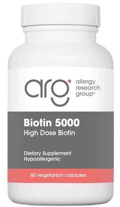 Nutricology Biotin 5000 Supplement - 5000mcg Biotin, Vitamins for Hair, Skin and Nails, High Dose, Vegetarian Capsules, Hypoallergenic, Gluten Free - 60 Count