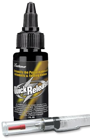 Quick Release Oil 1 oz Bottle Plus 1 refillable ¼ oz Precision Applicator. Knife Lubrication. Cleans, Lubes, Protects.