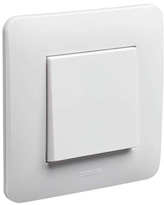 Prises electriques Standard - Prise extra plate - Prise murale - Interrupteur va et vient sans Fil - Prise murale - Gamme Casual - Bouton Poussoir Blanc Brillant - Debflex