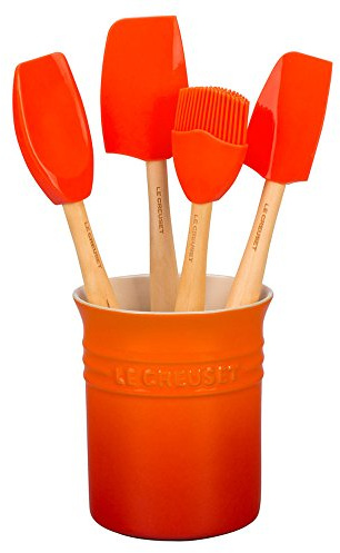 LE CREUSET 1L Classic Crock with 4 Jewel Spatulas Volcanic - 4c Box