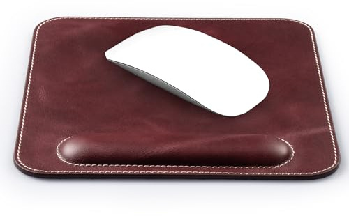 Londo Tappetino Mouse in Vera Pelle con Poggiapolso, Tappetini da scrivania, Mousepad