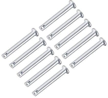 sourcing map 10 Stück Steckbolzen Einloch Gabelbolzen 5mm x 35mm Splintstift Flach Kopf verzinkter Stahl Lochbolzen