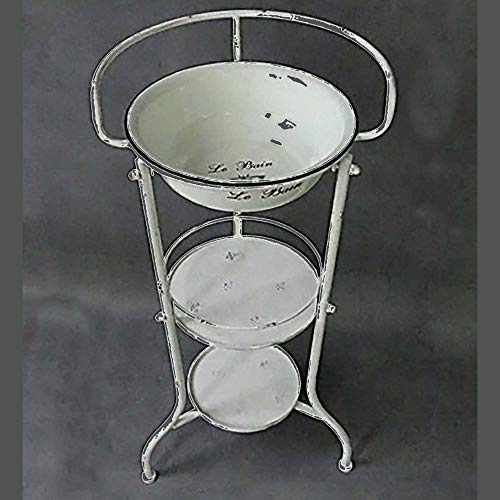 HTI-Line Nostalgische Waschschale Le Bain mit Ständer und Ablage Emaille Vintage Waschplatz