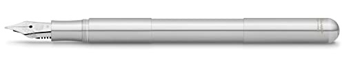Kaweco SUPRA Füllhalter Edelstahl I Exklusiver Füllfederhalter für Tintenpatronen mit hochwertiger Stahlfeder inkl. Retro Metallbox I Füller 95-165 mm I Federbreite: B (Breit)