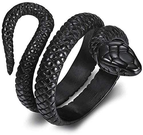 Flongo Herren-Ring Daumenring Herrenring Männer-Ring Groß Breit Schlange Cocktail Band Ring Bandring Schwarz Silber Gold Siegelring Gotik Motorradfahrer Biker Accessoires