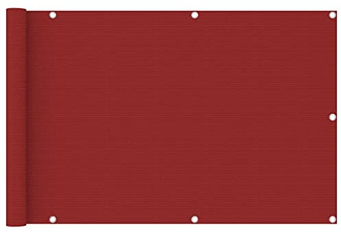 vidaXL Toldo para Balcón Parasol Pantalla Privacidad Malla Ocultación Patio Jardín Terraza Protección Impermeable HDPE Rojo 90x400 cm