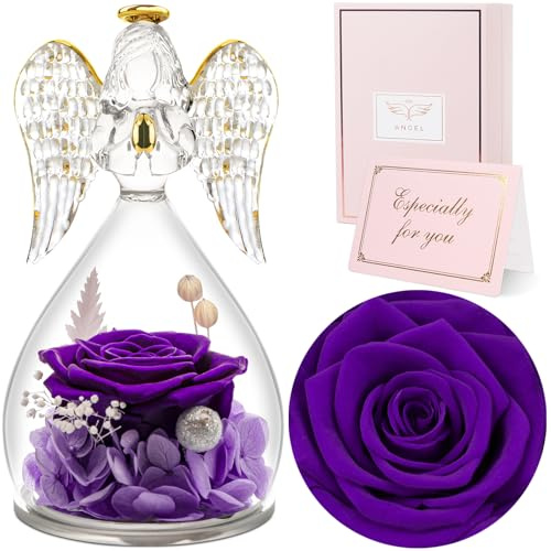 Sunia Ewige Rose Engel Geschenke für Frauen, Engel Figur Geschenke für Mama, Geburtstagsgeschenk für Frauen, Mutter Oma Geschenk, Schutzengel Rose Geschenke zum Muttertag Weihnachten Valentinstag