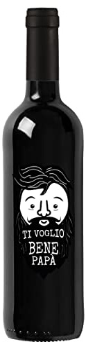 Bottiglia di Vino IGT Toscana Rosso personalizzato per lui - Idea regalo esclusiva e originale per uomo, festa del Papà, festa del Nonno, compleanno e Natale. (0,75L, Ti voglio bene papà)