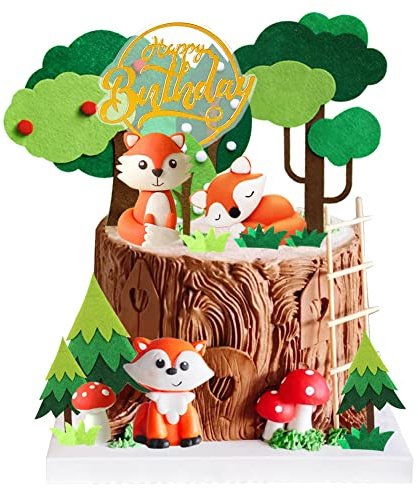 AOTWAN Tortendeko Tiere, Kuchendeko Waldtiere Geburtstag Deko Dschungel Themed für Party Kinder Mädchen Baby Shower