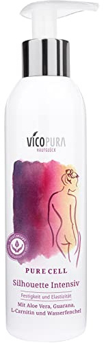 VICOPURA Purecell, kraftvolle Anti-Cellulite-Creme, mit pflanzlichen Aktivstoffen, strafft die Haut, mit Massagehandschuh,200ml | Bei Oragenhaut, mit pflanzlichen Aktivstoffen, für ein ebenmässiges Hautbild, mit Soft Peeling Handschuh