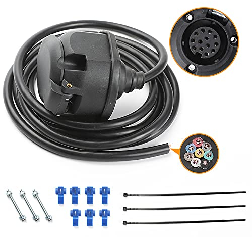 Qiping Presa de rimorchio 13 Poli Femmina precablata Cavo 2m (8 Fili) per Camion, rastrelliere per Biciclette, Carrello