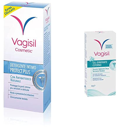 Vagisil Kit Secchezza Intima: Detergente Intimo con Antibatterico 250 ml, Lubrificante Intimo a Base Acqua con Acido Ialuronico 30 g. La Routine Intima in caso di Secchezza Vaginale. 2 pezzi.
