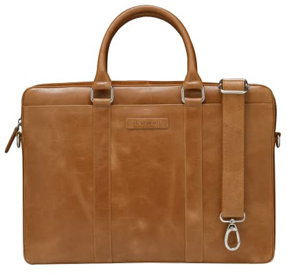 dbramante1928 - Nordborg Sacoche pour Ordinateur Portable 15 Pouces pour Femmes et Hommes - Porte-Documents avec Bandoulière Réglable - Fabriqué en Cuir Pleine Fleur de Haute Qualité - Tan N.E.