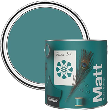 Rust-Oleum Peinture Mate Murs et Plafonds Verte - Plume de paon 2,5L
