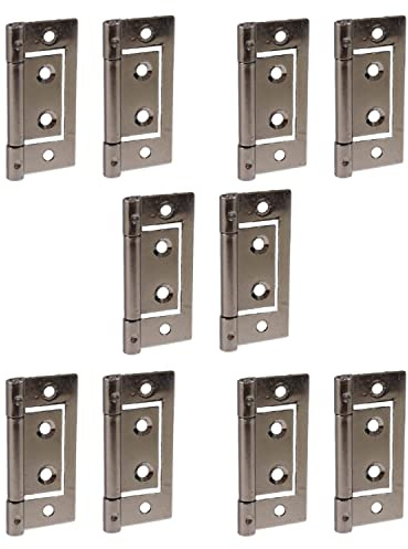 Florentine Bronze Plated Heavy Duty Flush Hinges 50mm/2-Inch for Internal External Doors Cupboards Cabinets Dresser Wardrobes Pack of 10