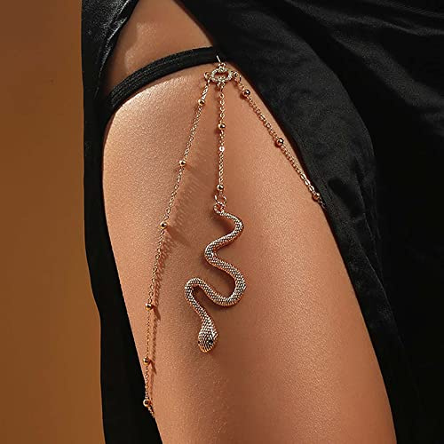Kette Atentuyi Punk Schlange Bein Oberschenkel Gold Perlen Geschirr Bikini Körper Boho Schmuck Für Frauen Mädchen