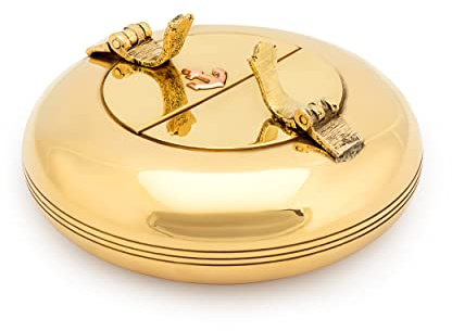 NKlaus Aschenbecher Messing Gold; Messing, 8,5cm Doppelklappascher, 1 Stück | maritim; Anker; Gewicht: 200g; Durchmesser: 8,5cm; Innendurchmesser: 4,5cm; Höhe: 3cm; 200g; 4,5cm; 3cm; 11506