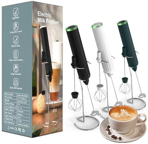 Batidor eléctrico de Mano, Mezclador de Espuma para Bebidas, Mini agitador con 3 velocidades Ajustables para café, café con Leche, Batidos y Huevos (Cable USB-C)