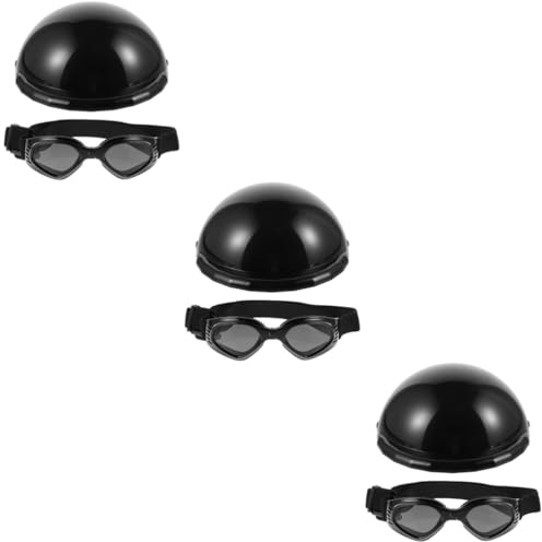 FRCOLOR 3 Sätze Sicherheitshelm Für Haustiere -kit Motorradhelm Schnapsgläser Mützenhelme Für Motorräder Motorradbrille Kleine Haustierbrille Kleines Haustier Katzen Und Hunde Abs