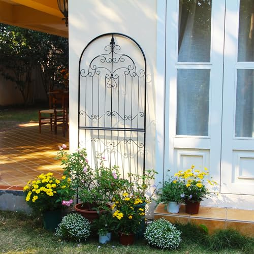 SCENDOR GARDEN Treillis de Jardin pour Plantes grimpantes, 180 cm H x 65 cm L, Panneau Mural extérieur en Fer forgé pour vignes, Fleurs, décoration de Jardin élégante
