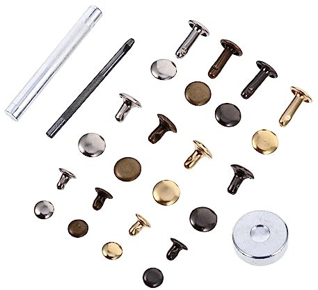 NUOBESTY 480pcs Diy Tubular Studs Metal Double Rivets Leather Rivet Kit for Bag Clothing Shoes