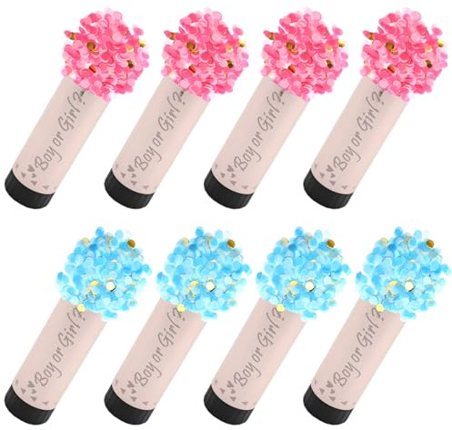 8 Pcs Gender Reveal Confetti Cannon Wedding Party Poppers, Gender Reveal Cannons Boy or Girl Birthday Poppers Shooter Paper Cannon Shooter for Baby Shower, Birthday, Christmas, Anniversary, New Year