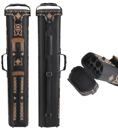 Oztwel 3x5 Hard Pool Cue Case 3B5S Billiard Stick Carrying Cue Case Leatherette Embroidery Design