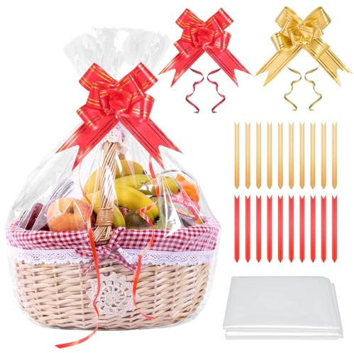 20 Stück Klare Cellophan Geschenktüten, 50×70cm GroßE Cellophan GeschenktüTen, CellophantüTen Geschenkkorb Taschen, Durchsichtige Geschenkfolie Mit, Transparente ZellophantüTen Mit für Geschenke Körbe