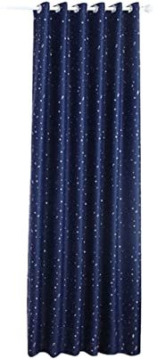 Ciieeo Sternenvorhang Blau aus Gewebe mit Perforation für Zimmer