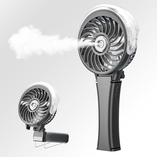 HandFan Ventilateur brumisateur portable amélioré 2025, deux boutons faciles à utiliser, ventilateur brumisateur rechargeable à main, ventilateurs de pulvérisation d'eau, mini ventilateurs de