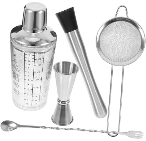 MAGICLULU Juego de Coctelera de Vidrio 350ml, Escala de Medición Precisa y Agarre Cómodo, Adecuado para Cócteles, Té y Leche en Casa Bares