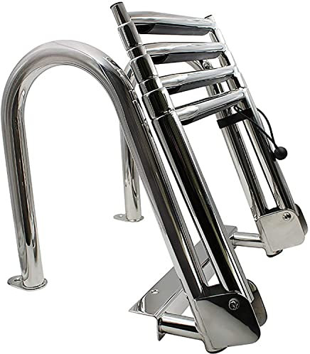 sjdoPulse Échelle De Quai Pliable pour Bateau Échelle De Pont De Bain Pliable en 4 Étapes, Échelle De Yacht en Acier Inoxydable avec Mains Courantes Et Bande De Roulement Antidérapante,