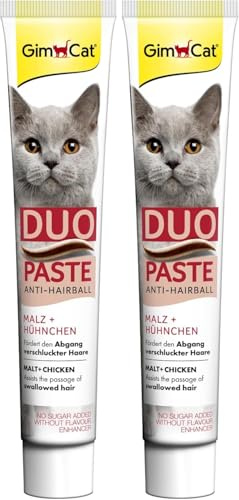 GimCat Duo Pasta Anti-Hairball Malta y Pollo - Snack para Gatos Que favorece la expulsión de los pelos ingeridos - 1 Tubo (1 x 50 g) (Paquete de 2)
