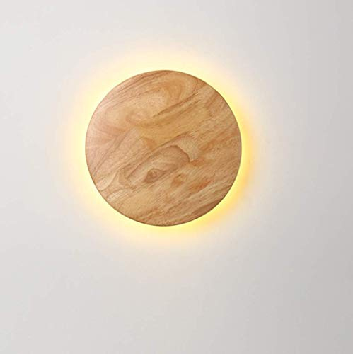 SSNCcNC LED Holz Rund Wandleuchte Innen 18W Kreativ Kunst Wandleuchten Eleganter Moderne Wandlampe Vintage Holzschirm Schlafzimmer Wohnzimmer Hotel Flur Treppenhaus Wandbeleuchtung