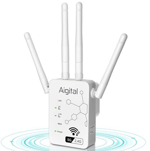 1200Mbit/s WLAN Verstärker Repeater, 5G & 2.4G Dualband WiFi Extender Booster mit LAN anschluss, Kompatibel zu Allen WLAN Geräten, 802.11AC/B/G/N