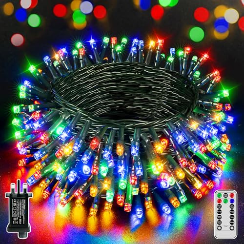 Christmas Tree Lights Outdoor, 12m 120LED Fairy lights Plug in 8 Modes, Waterproof Multicolour Fairy Lights Mains Powered/Remote/Timer/Indoor/Outside Christmas Lights for Garden Party Xmas Decorations