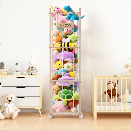 Caja de Almacenamiento para Peluches, 138*41*41cm de Madera Maciza con Ruedas Giratorias Bloqueables de 360°, Ideal para Habitaciones de Bebés, Salas de Estar, Dormitorios y Habitaciones Infant