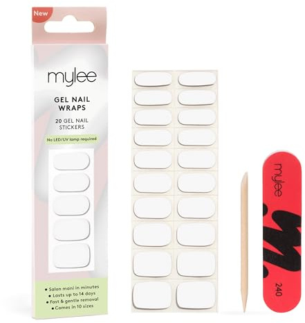 Mylee Gel Nail Wraps [Break The Ice] - 20 Pre-Cured Gel Stickers | Instant Mani, No Lamp Needed, Chip-Resistant, Glossy Finish, Lasts Up to 14 Days – Easy to Apply