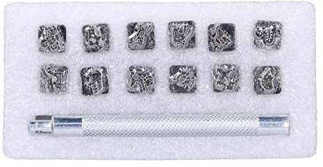 Sellos de cuero Herramientas de estampado de cuero Kit de repujado de cuero Producción DIY Diseño de moda Patrón novedoso para artesanía en cuero Aleación de zinc Acero inoxidable (1)