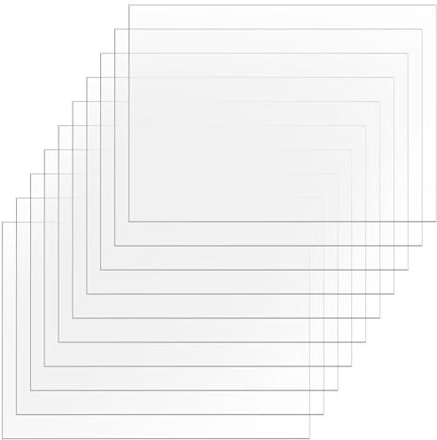 SENJEOK 10 PCS A4 Clear Acrylic Sheets, 1 mm Transparent Plastic Acrylic Board for Picture Frames, Display Projects, DIY Crafts, Painting