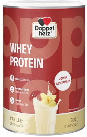 Doppelherz WHEY PROTEIN Vanille – Proteinpulver auf Molkenbasis in bewährter Doppelherz-Qualität 300g