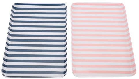 ZASCHMOY Elegante Pareja Que Sirve de Bandeja 2pcs | Bandeja de Comida de Plástico Premium para Uso Doméstico | Diseño Azul y Rosa para el Desayuno, Postre, Ensalada y Entretenimiento