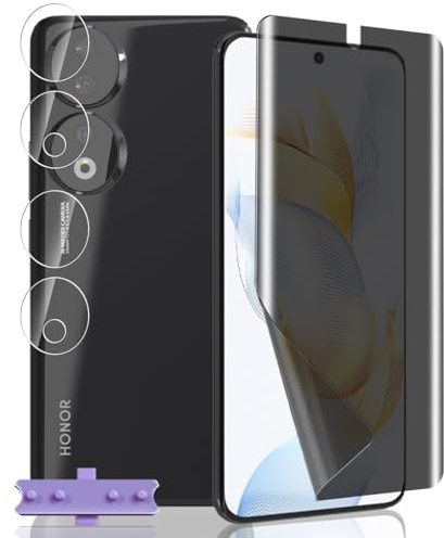 Yieehhow Privacy Pellicola Protettiva per Honor 90 5G, [1 Pezzo] Anti-Spia Pellicola TPU Morbida e [2 Pezzi] Vetro Pellicola Fotocamera, Protezione Flessibile per Honor 90 5G