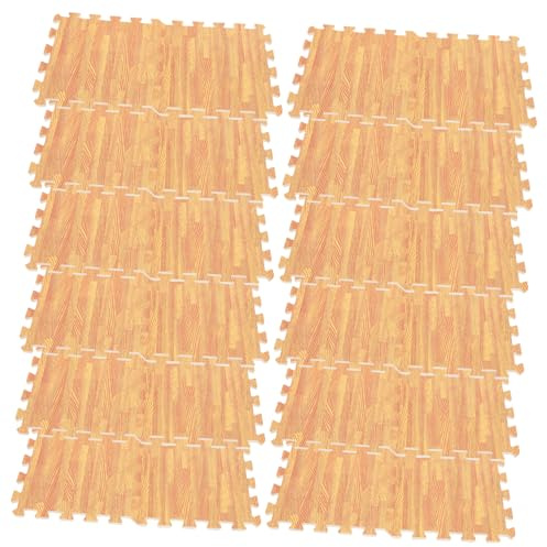 Alipis 12 Stück Teiliges Puzzlematte aus Schadstofffreiem Interlockendem Schaumstoff mit Holzmaserung Rutschfest und Weich für Krabbeldecke Spielmatte und Bodenschutz im Kinderzimmer