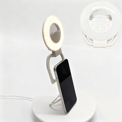 Magnetic Selfie Light & Phone Stand – Rechargeable LED Ring Light with 60 Beads, 3-Color Dimmable Modes & 360° Rotation for Makeup, TikTok, Video Calls, Streaming, Travel, and Photography