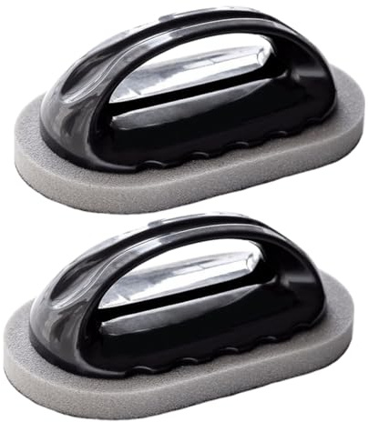 Yardwe Esponjas de Esmeril Mango Ergonómico 2 Unidades Color Negro y Marrón Estropajos Abrasivos para Limpieza Profunda de Platos Ollas y Superficies Difíciles Color