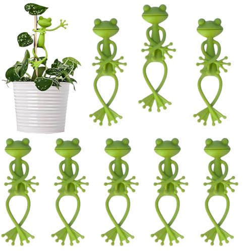 Support Plante Grenouille, Lot De 8 Supports De Plantes Grenouille En Plastique Vert, Clips pour Plantes Grimpantes, Pinces à Plante, pour Pot, Parterre, Décoration Jardin Intérieur et Extérieur