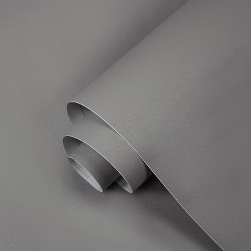 ICYEHAO Papier Peint Gris, 40 x 500cm Papier Peint Adhesif Mural Gris Rouleau Papiers Peints Autocollant Papier Autocollant pour Meuble,Chambre,Salon,Salle de Bain,Cuisine