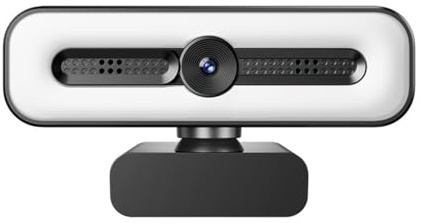 Huba 4K UHD ringljus webbkamera för PC, 1080P webbkamera med dubbla AI-brusreducerande mikrofoner, automatisk ljuskorrigering, integritetsskydd, 73°FOV